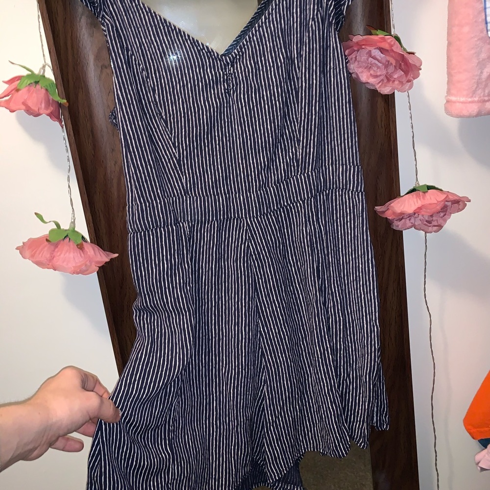 Blue striped romper (AE)